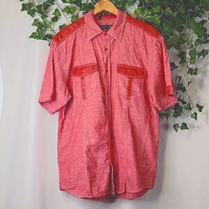 Men's Red Casual Button Down Shirt